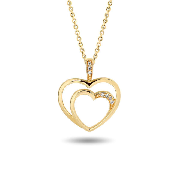 Twin Heart Diamond Pendant in Yellow Gold | 232439
