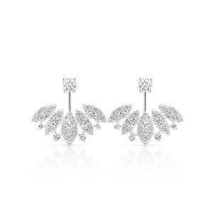 Marquise and Round Pave Diamond Jacket Earrings