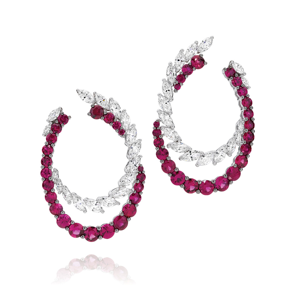 Ruby and Diamond Cocktail Hoop Earrings - Gregory Jewellers