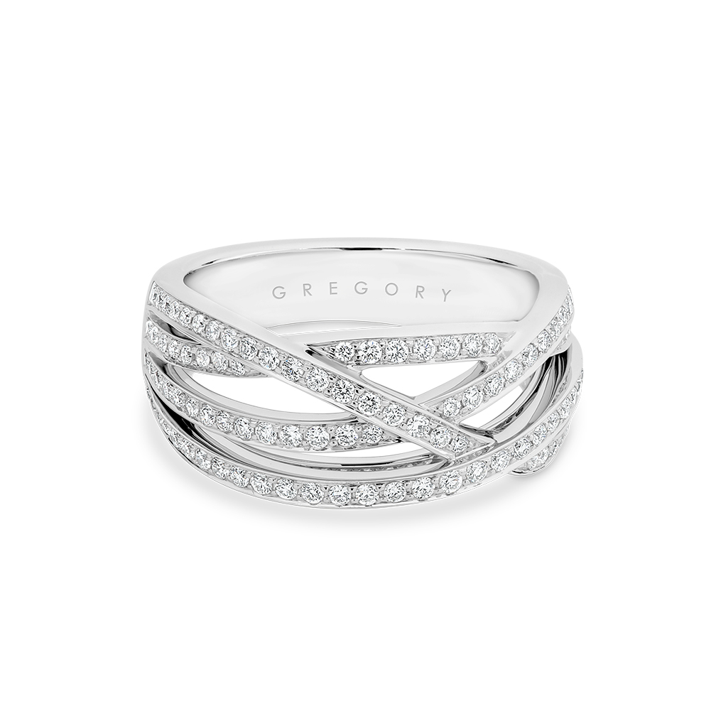 Fancy Crossover Diamond Dress Ring in Yellow Gold Gregory Jewellers