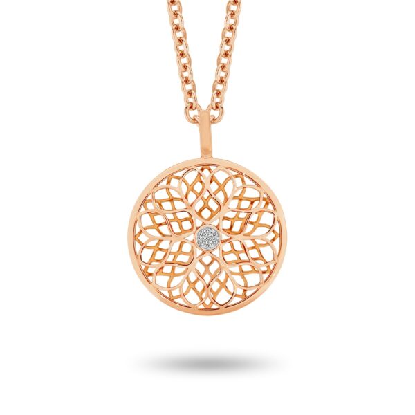 Flower Pattern Diamond Pendant in Rose Gold 232681 RG
