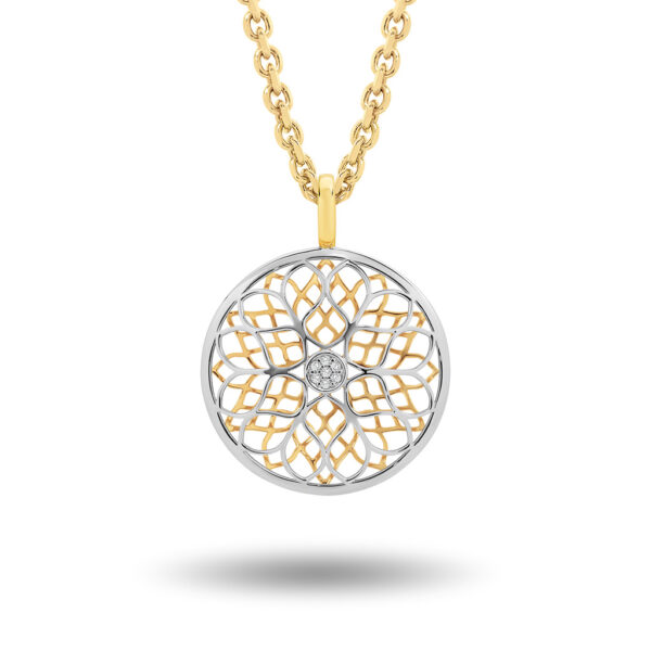 Flower Pattern Diamond Pendant Yellow & White Gold | 232681