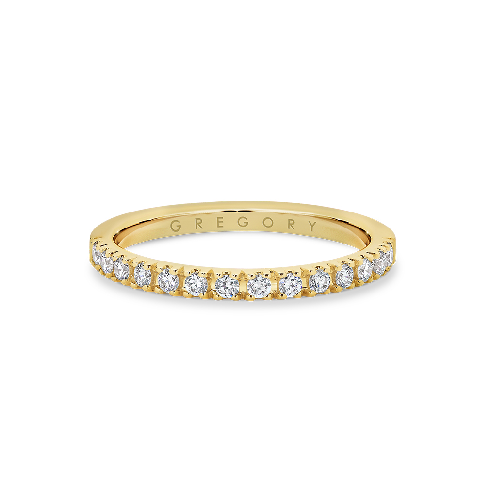 Fine Claw Set Diamond Band in Yellow Gold