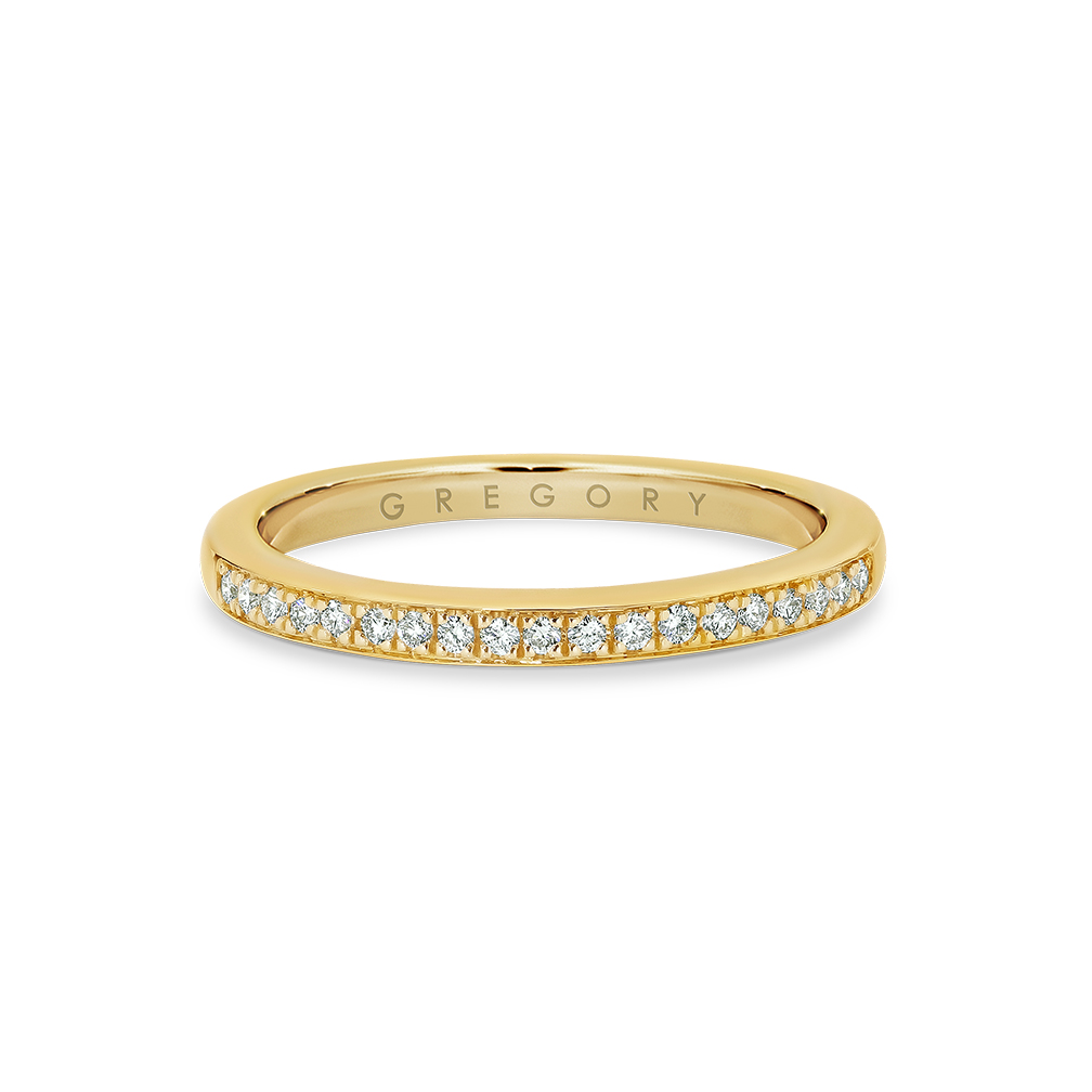 Fine Pave Set Diamond Band in Yellow Gold