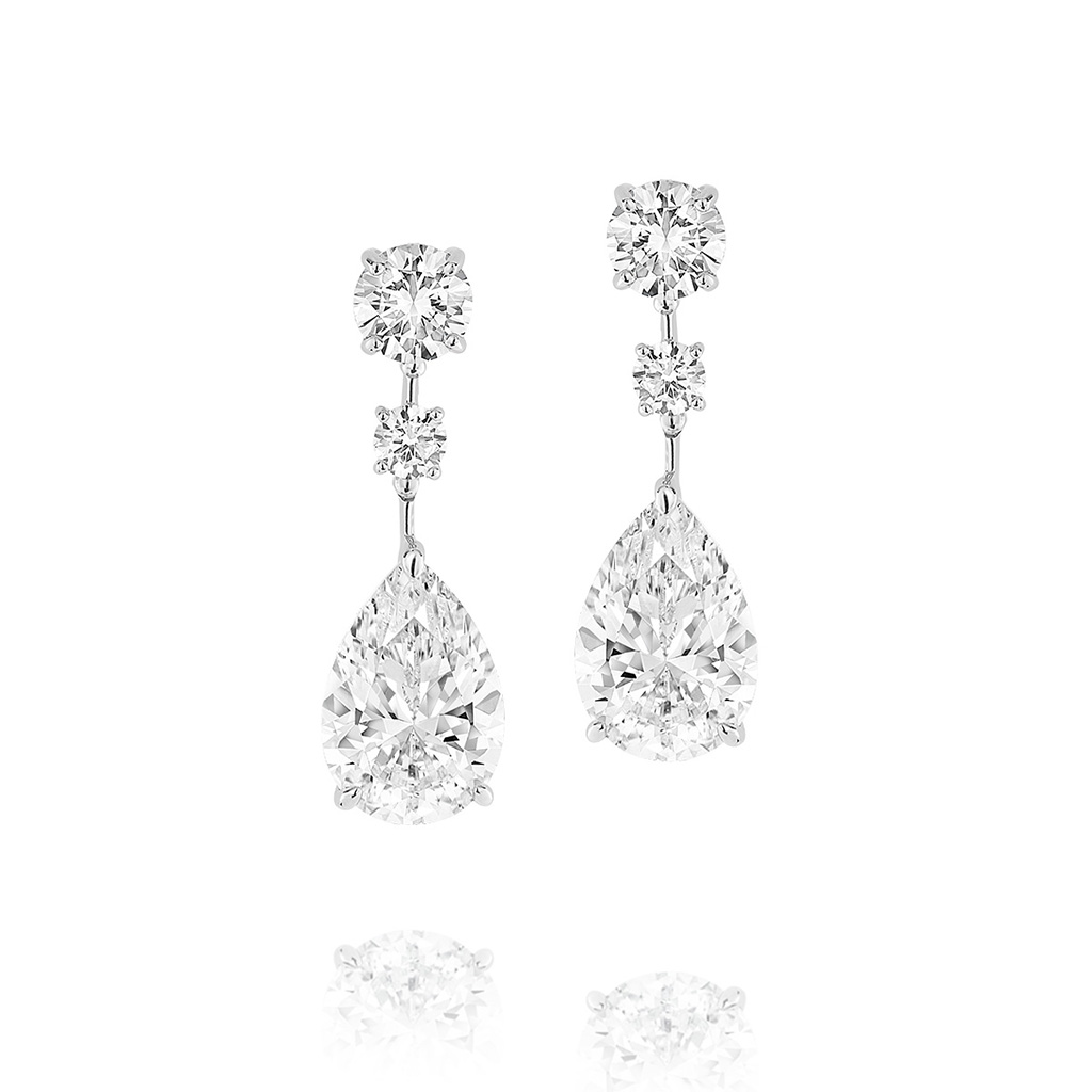 Cubic Zirconia Silver Pear &#038; Round Hazel Earrings