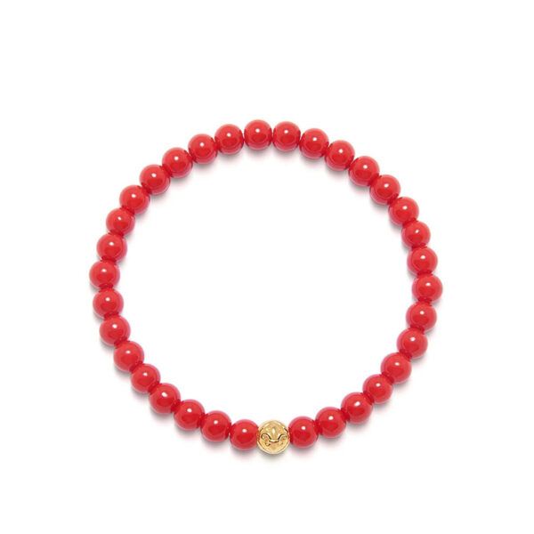 Nialaya Men's Wristband with Red Jade Beads | MCHCO_260