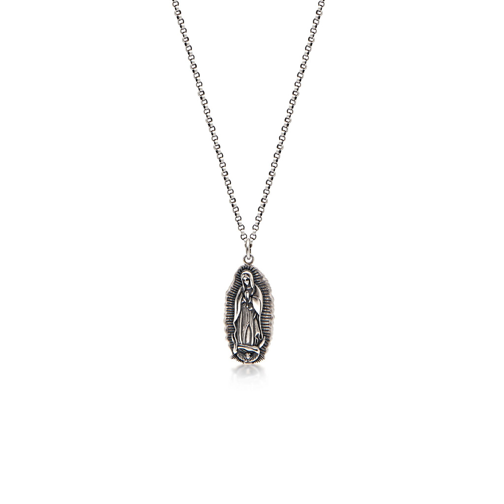 Nialaya Men's Necklace with Our Lady of Guadalupe Pendant