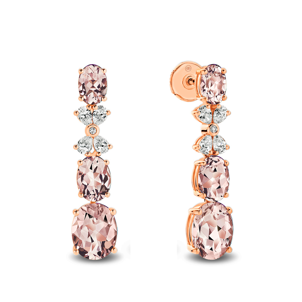 Morganite &#038; Diamond Cocktail Drop Earrings