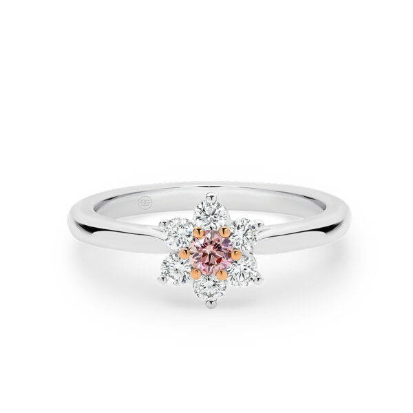 Natural Fancy Pink & White Diamond Cluster Ring. Model: E908