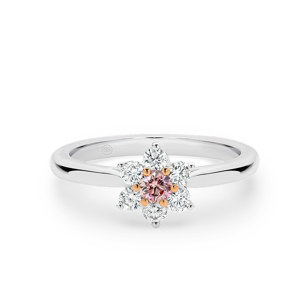 Natural Fancy Pink &#038; White Diamond Cluster Ring