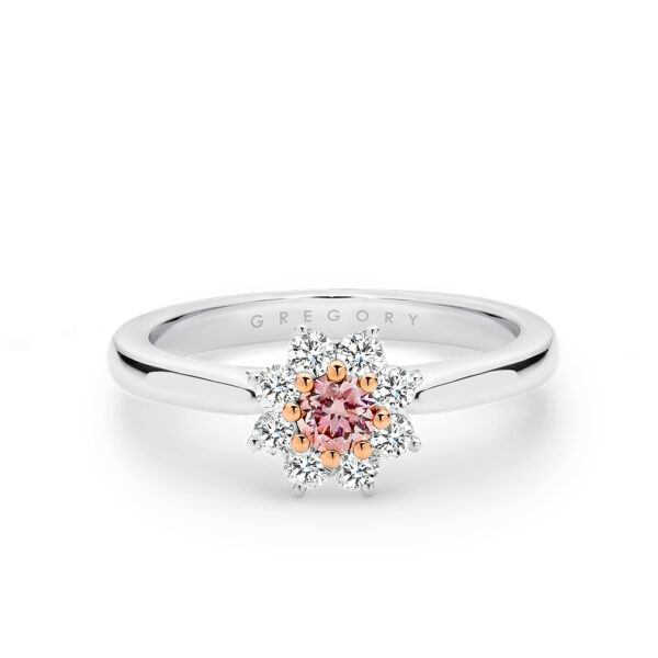Natural Fancy Pink & White Diamond Cluster Ring