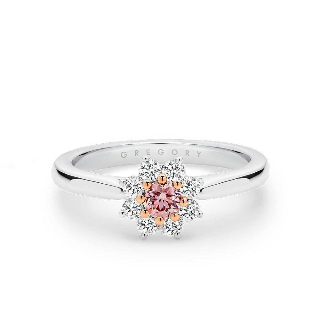 Natural Fancy Pink & White Diamond Cluster Ring