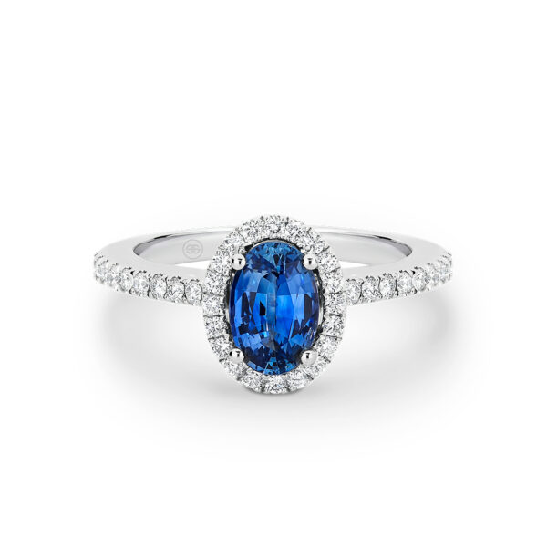 Sapphire & Diamond Halo Engagement Ring. Model: A2283