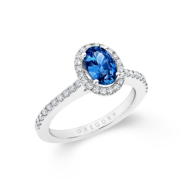 Sapphire & Diamond Halo Engagement Ring. Model: A2283