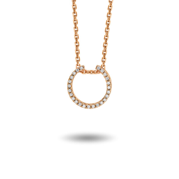 Petite Open Circle Diamond Pendant 233386 Rose Gold