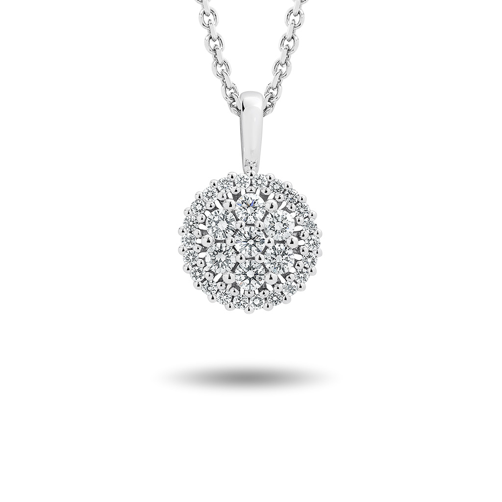 Round Cluster Diamond Pendant