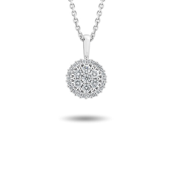 Round Cluster Diamond Pendant in White Gold | 232858 | Gregory Jewellers