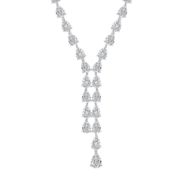 Leyla Rose Cubic Zirconia Silver Twin Drop Mariah Collier | LR-N3-45cm