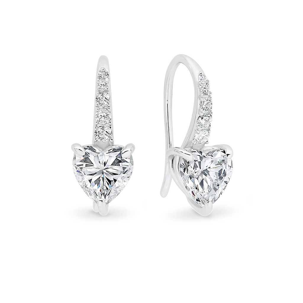 Cubic Zirconia Silver Heart Valentina Earrings