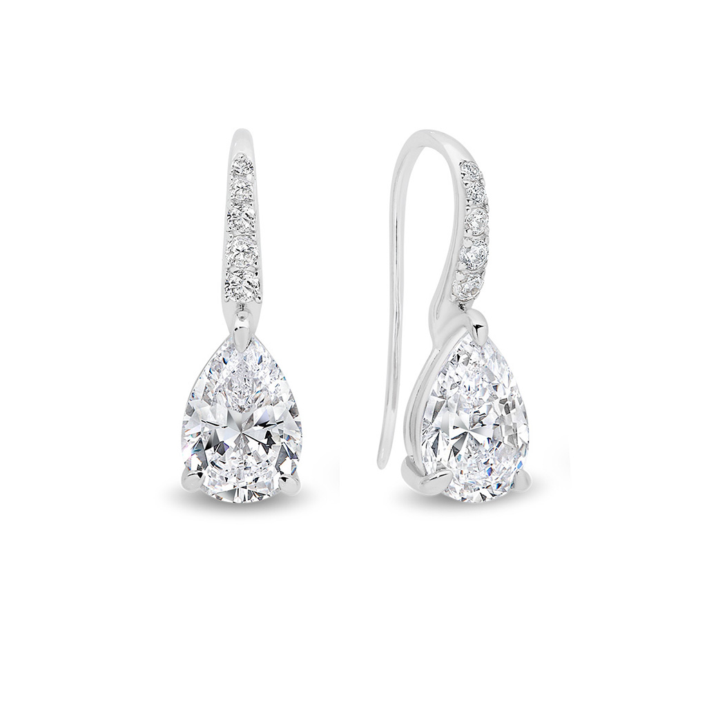 Cubic Zirconia Silver Pear Valentina Earrings
