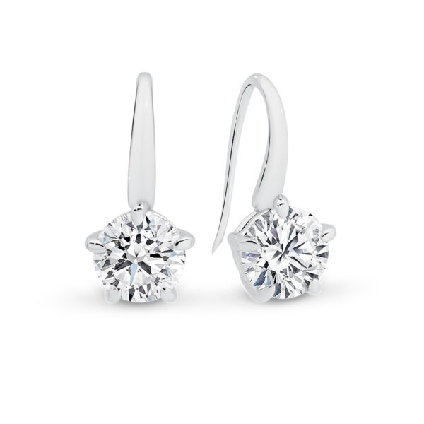 Leyla Rose Cubic Zirconia Silver Solitaire Drop Nicoletta Earrings | LR-ED66