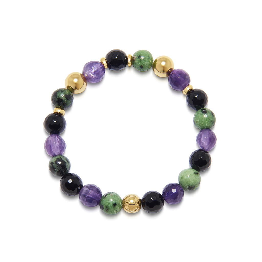 Nialaya Women's Wristband with Amethyst, Agate and Ruby Zoisite
