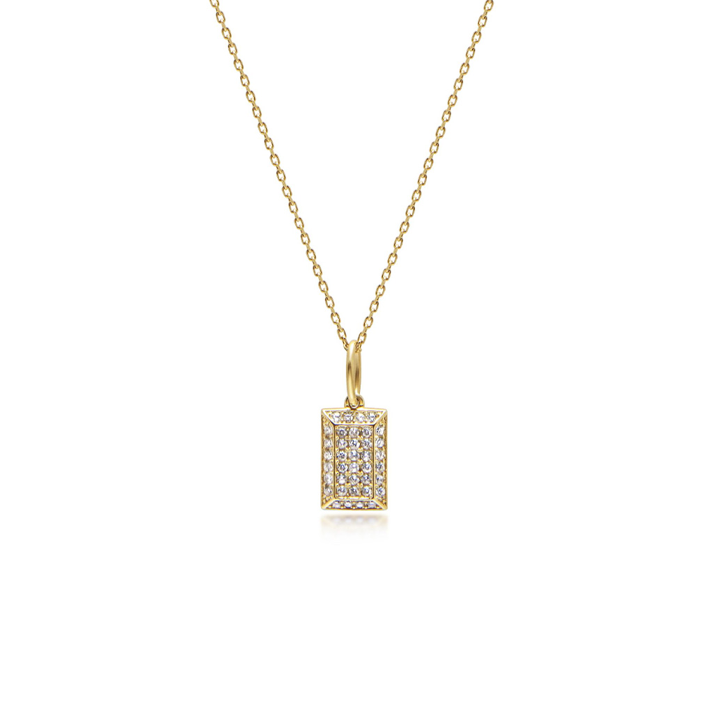 Nialaya Gold Plated CZ Tag Necklace