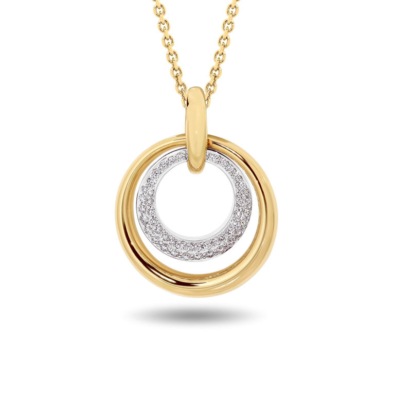 Double Circle Diamond Pendant in Yellow Gold - Gregory Jewellers