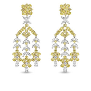 Leyla Rose - Yellow & White Cubic Zirconia Silver Chandelier Sephora Earrings | LR-ED71