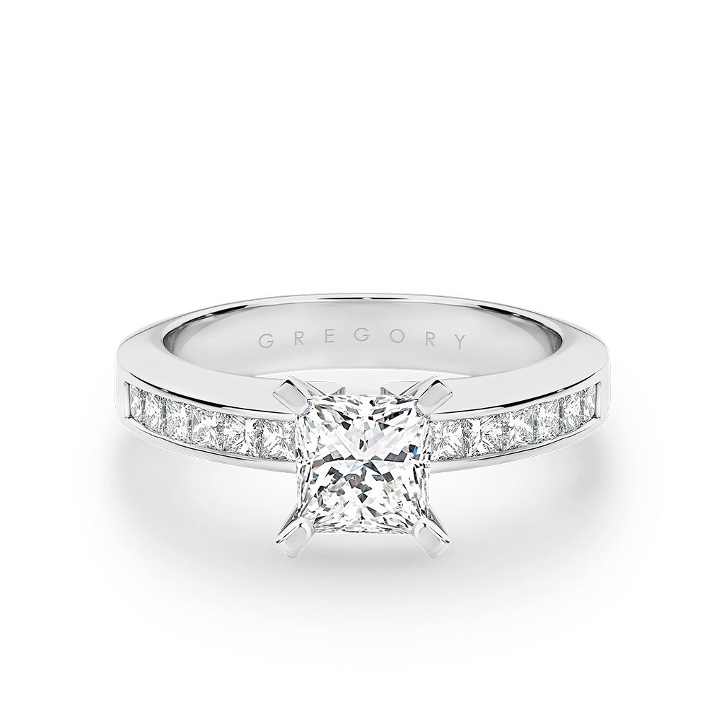 Princess Cut Diamond Band Engagement Ring