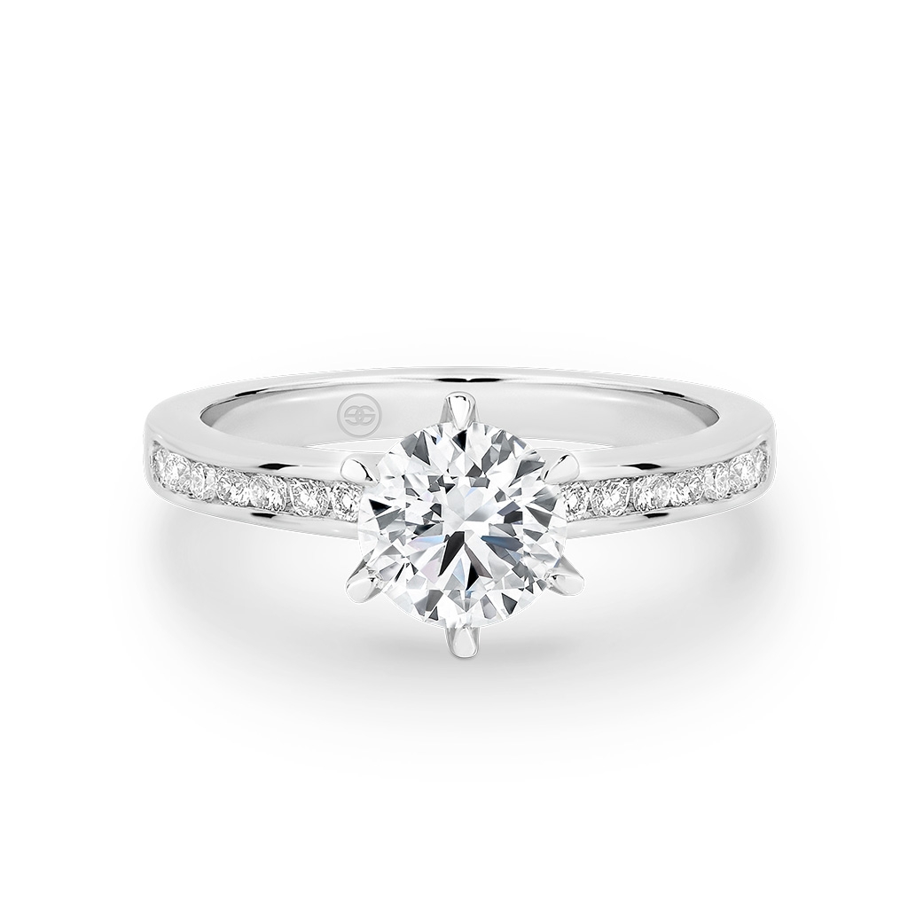 Round Brilliant Diamond Band Engagement Ring