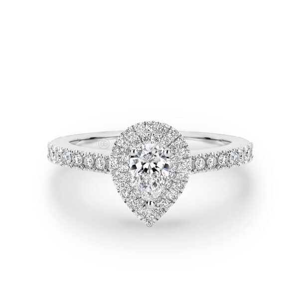 Pear Shape Double Halo Diamond Engagement Ring A2183