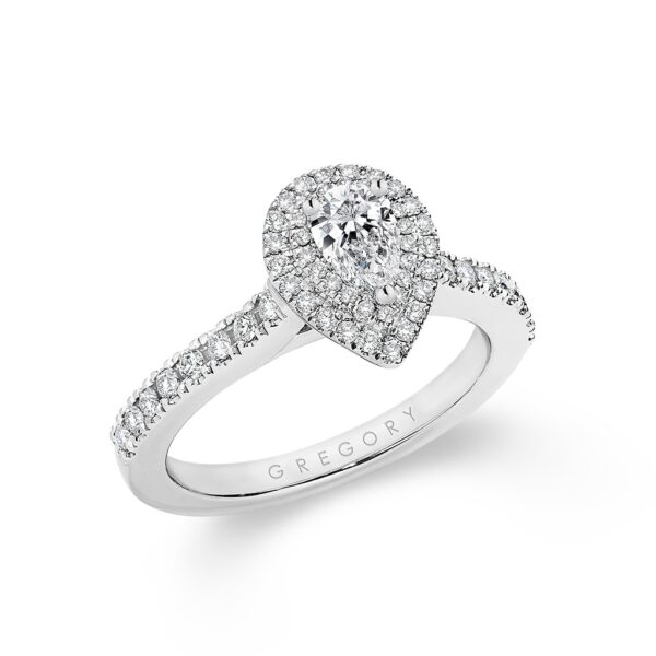 Pear Shape Double Halo Diamond Engagement Ring A2183