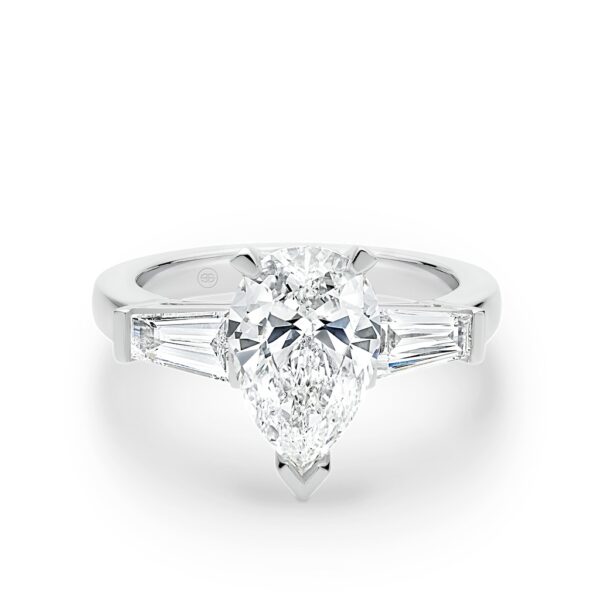 Trilogy Pear & Baguette Diamond Engagement Ring | A2222