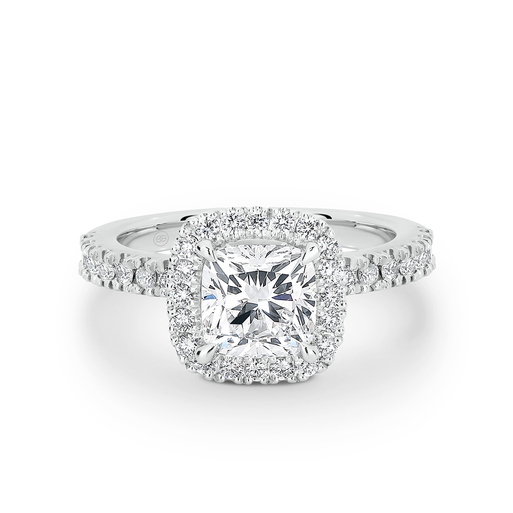 Cushion Square Halo Diamond Engagement Ring