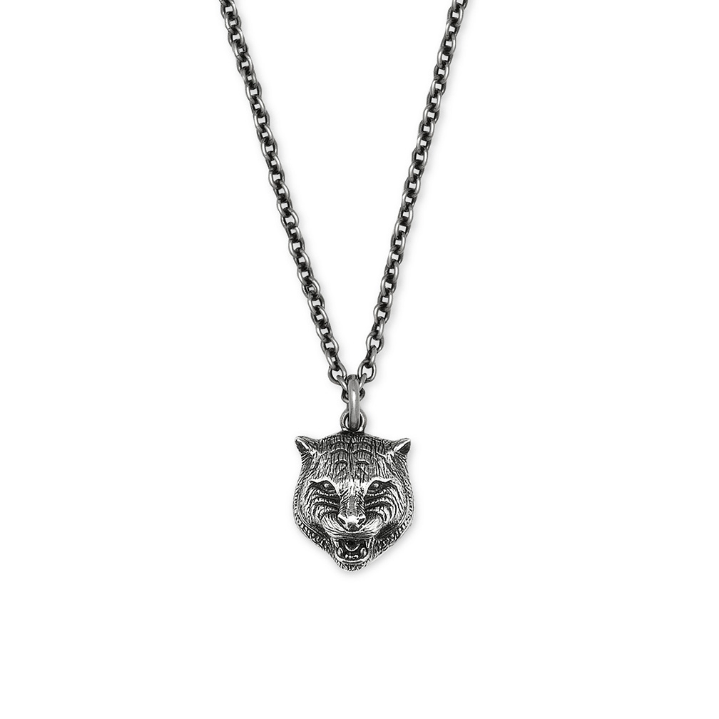 Gucci Feline Head Necklace in Silver