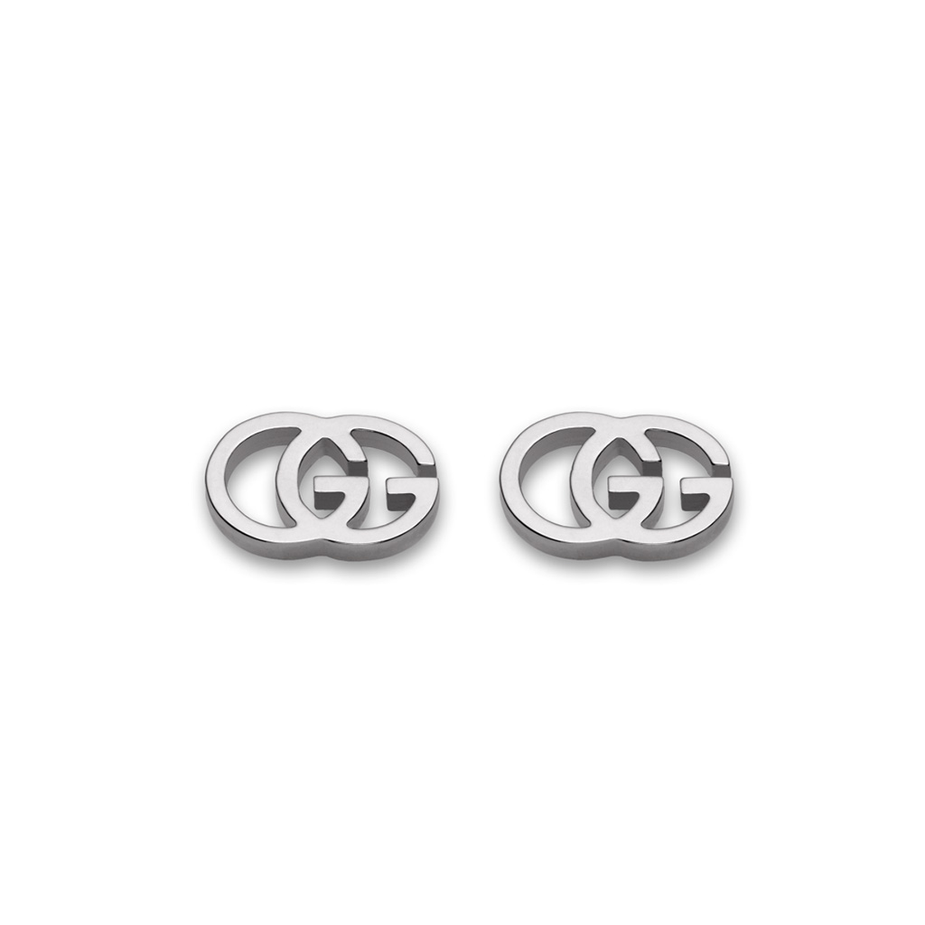 Gucci GG Tissue Stud Earrings in White Gold