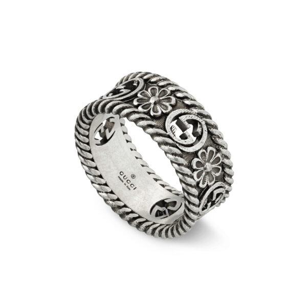 Gucci Interlocking G Flower Silver Ring YBC577263001