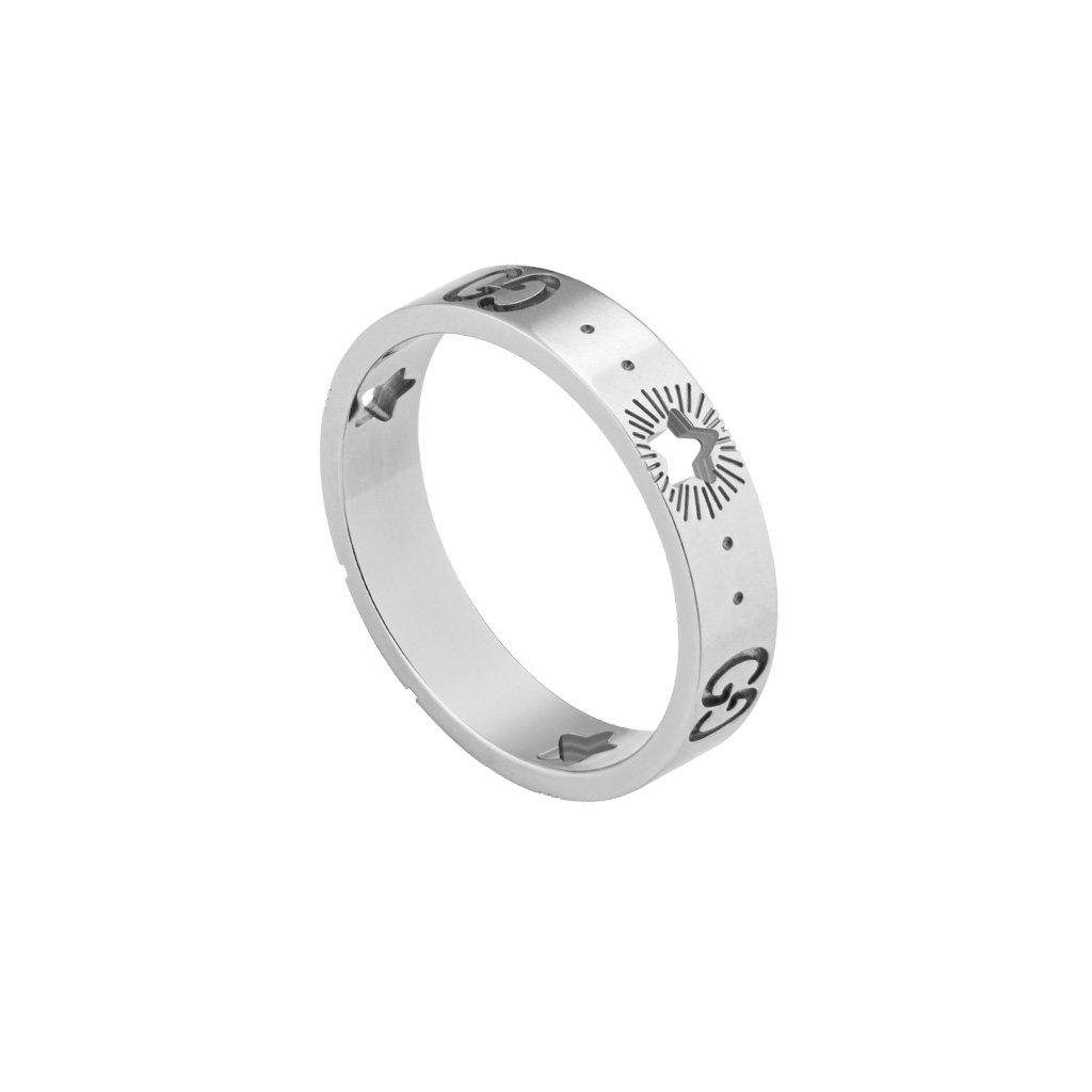 Gucci Icon White Gold Ring With Stars 