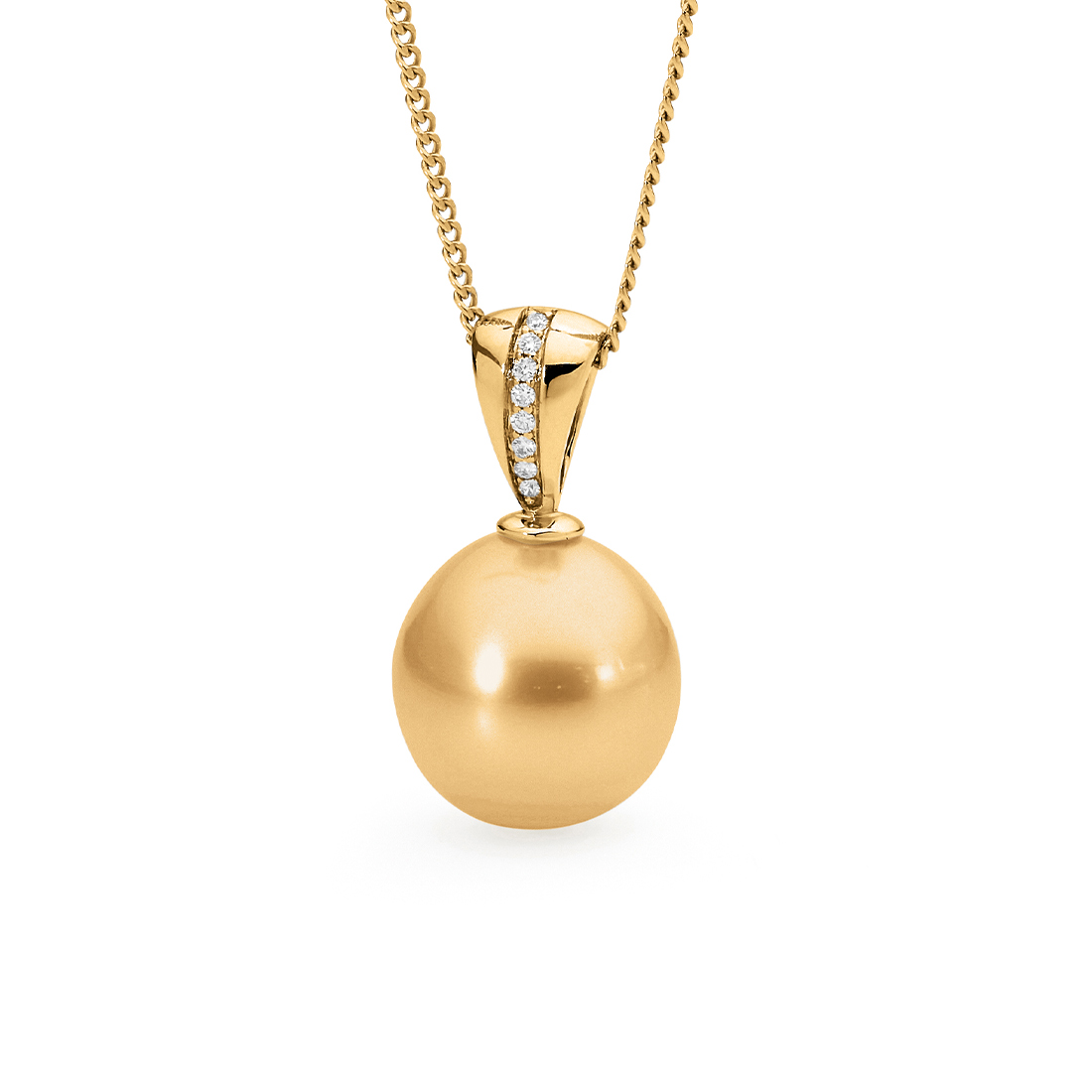 Allure Intense Gold South Sea Pearl & Diamond V Bale Pendant