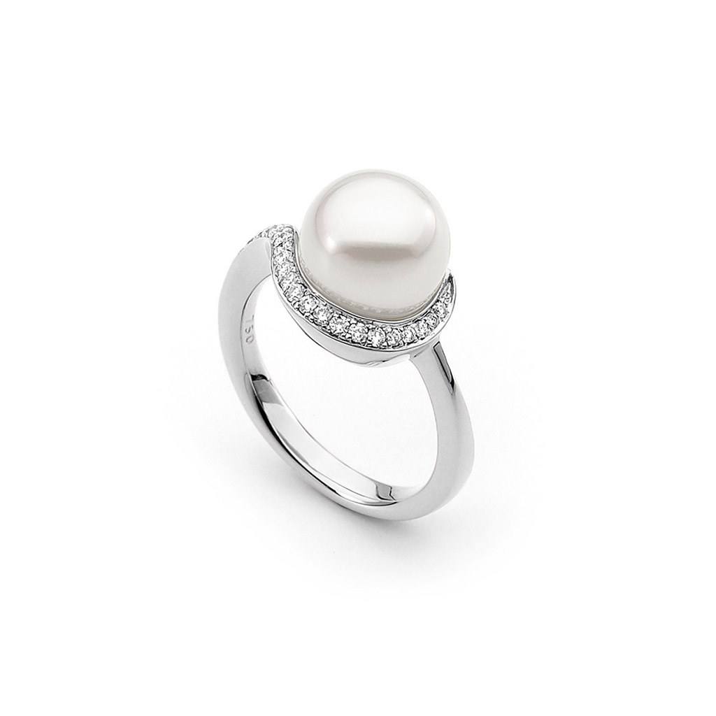 Allure South Sea Pearl &#038; Diamond Curved Ring