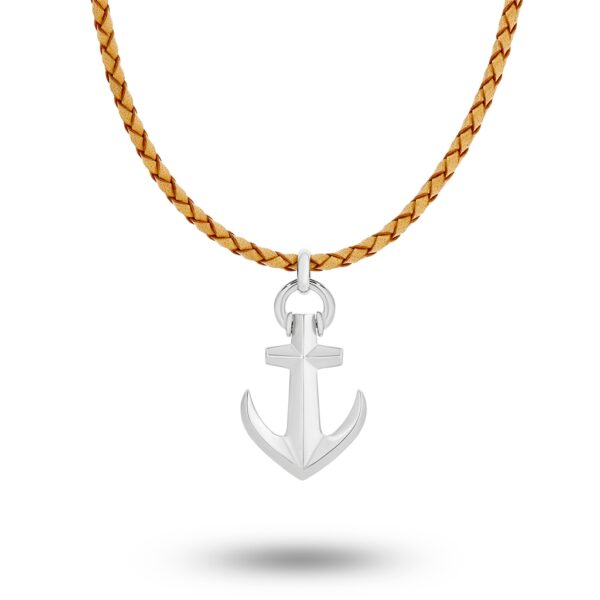 Mr Gregory Sterling Silver Anchor Leather Necklace | MRG-N5-50CM