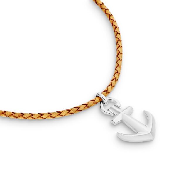 Mr Gregory Sterling Silver Anchor Leather Necklace | MRG-N5-50CM