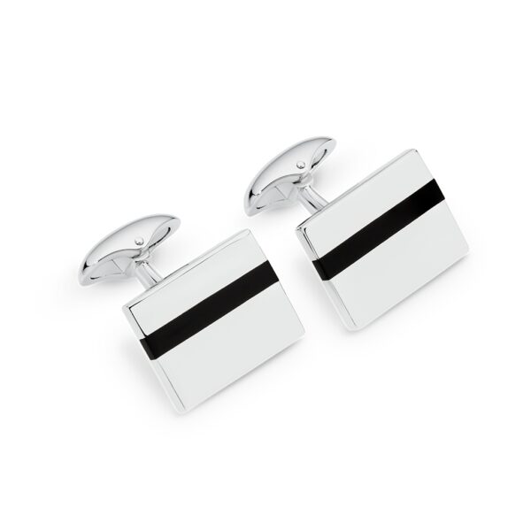 Mr Gregory Sterling Silver Black Agate Cuff Links | MRG-CL7