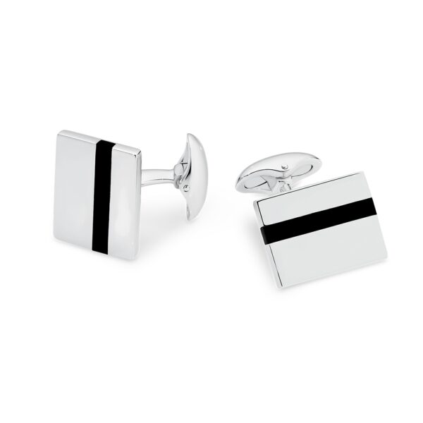 Mr Gregory Sterling Silver Black Agate Cuff Links | MRG-CL7