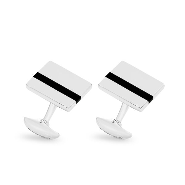Mr Gregory Sterling Silver Black Agate Cuff Links | MRG-CL7