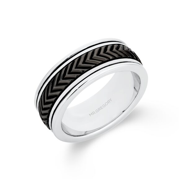 Mr Gregory Sterling Silver & Black Rhodium Arrow Ring | MRG-R4