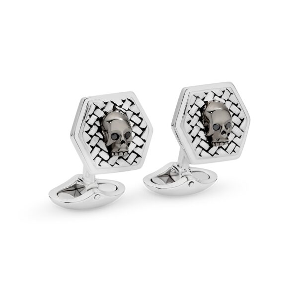 Mr Gregory Sterling Silver & Black Rhodum Skull Cuff Links | MRG-CL20