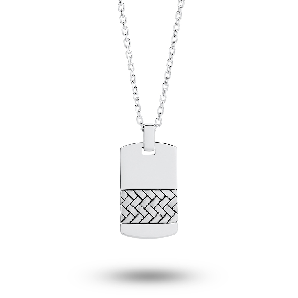 Sterling Silver Chevron Tag Necklace