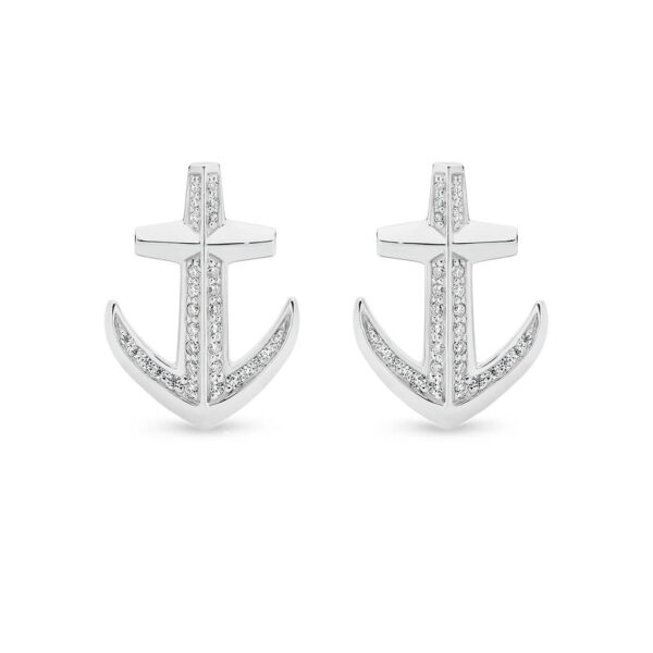 Mr Gregory Sterling Silver Cubic Zirconia Anchor Cuff Links | MRG-CL19-0